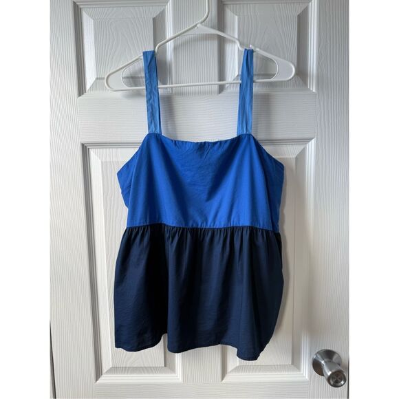 Loft Tank Size 10 Women's Blue NEW Oversized Top Color Block Art - Picture 1 of 5